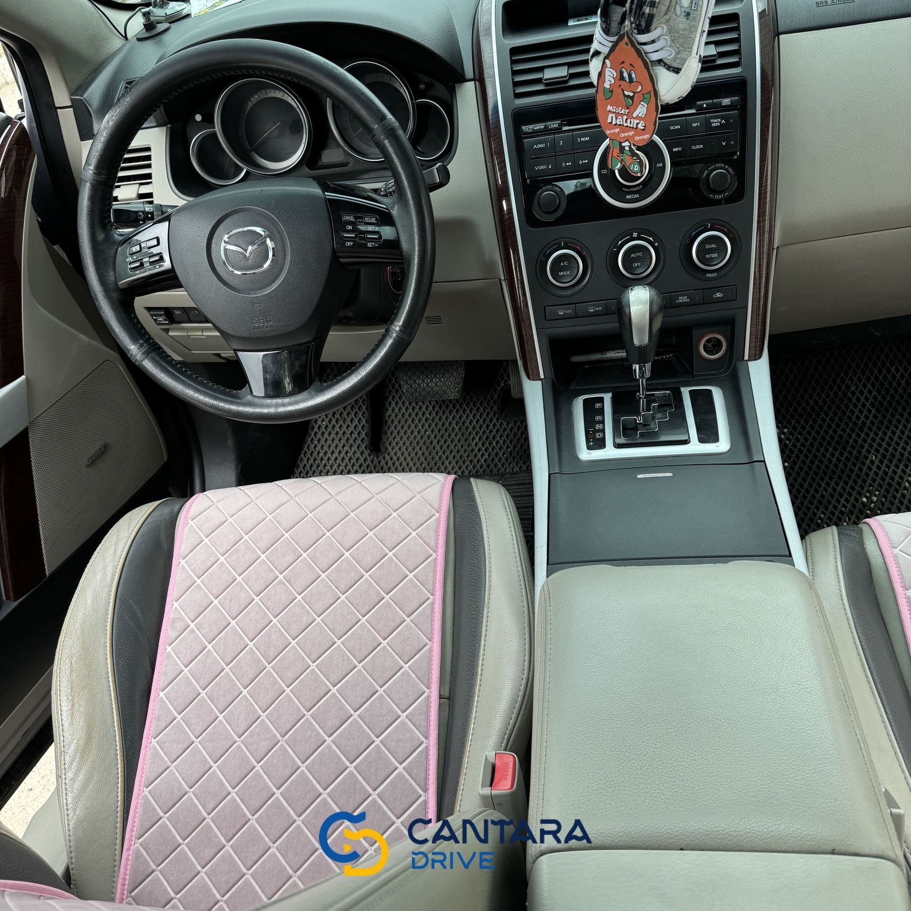 купити Автонакидки на сидіння з алькантари Lux ПАЙКА Квадратний ромб Ніжно-рожеві Стандарт Повний комплект 3