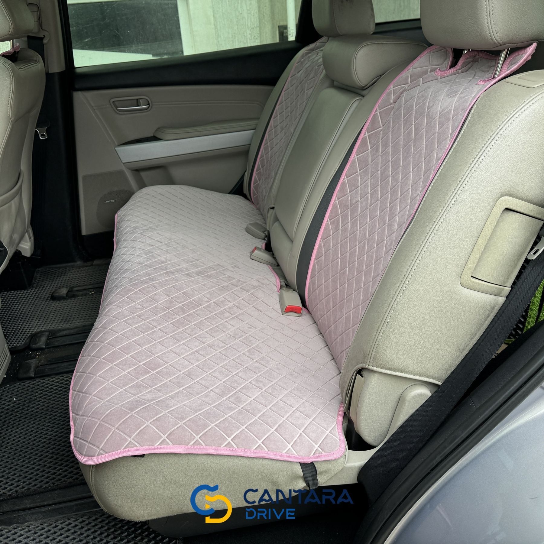 купити Автонакидки на сидіння з алькантари Lux ПАЙКА Квадратний ромб Ніжно-рожеві Стандарт Повний комплект 5