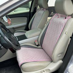 купити Автонакидки на сидіння з алькантари Lux ПАЙКА Квадратний ромб Ніжно-рожеві Стандарт Повний комплект 1