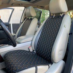 купити Накидка для авто з перфорованої екошкіри, Чорні із золотим рядком, Преміум, 1 передня 1