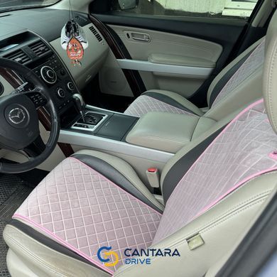 купить Автонакидки на сидения из алькантары Lux ПАЙКА Квадратный ромб Нежно-розовые Стандарт Полный комплект 2