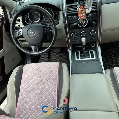 купить Автонакидки на сидения из алькантары Lux ПАЙКА Квадратный ромб Нежно-розовые Стандарт Полный комплект 3