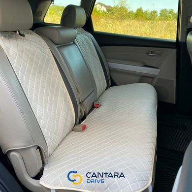 купити Комплект накидок на сидіння автомобіля з алькантари Lux ПАЙКА Квадратний ромб ніжно-кремовий Стандарт Повний комплект 4