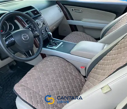 купити Накидка для авто з перфорованої екошкіри, Світло-коричнева, Преміум, 1 передня 2