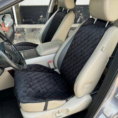 купити Накидки на сидіння авто з алькантари Lux Діамонд подовжений чорний ромб із чорним рядком Преміум Повний комплект 1