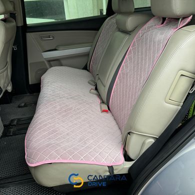 купить Накидки на кресла автомобиля из алькантары Lux ПАЙКА Квадратный ромб Нежно-розовые Премиум Полный комплект 5
