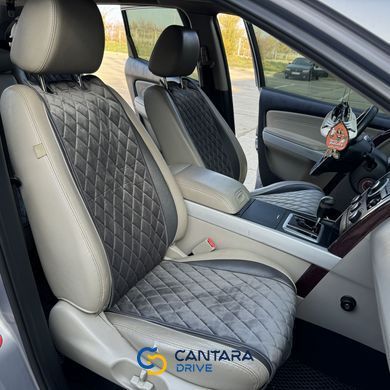 купить Накидки на сиденья для автомобиля из алькантары Lux Диамонд удлиненный темно-серый ромб (колор 19) Стандарт Полный комплект 4