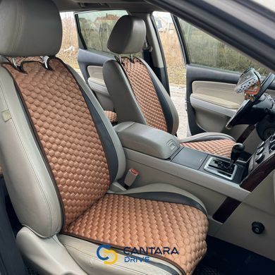 купить Накидки на сиденье из алькантары Lux (искуственной замши), пудровые соты с пудровой строчкой, Стандарт, Полный комплект 3