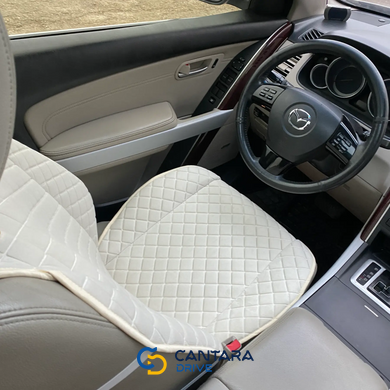 купить Универсальные накидки на сиденья автомобиля из алькантары Lux ПАЙКА Квадратный ромб нежно кремовый Премиум+ Полный комплект 3
