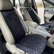 купити Автонакидки на сидіння автомобіля з алькантари Lux Прошитий квадратний ромбік Чорний з синьою ниткою Преміум Передній комплект 3
