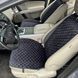 купити Автонакидки на сидіння автомобіля з алькантари Lux Прошитий квадратний ромбік Чорний з синьою ниткою Преміум Передній комплект 2