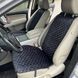 купити Автонакидки на сидіння автомобіля з алькантари Lux Прошитий квадратний ромбік Чорний з синьою ниткою Преміум Передній комплект 1