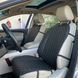 купить Накидка для авто из перфорированной экокожи, Черные с золотой строчкой, Премиум+, 1 передняя 1