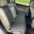 купити Накидка задня для авто з перфорованої екошкіри, Чорна з білою стрічкою 1