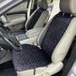 купить Накидки для сидений авто из алькантары Lux Прошитый квадратный ромбик Черный с синей нитью Премиум Полный комплект 1