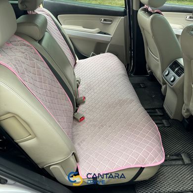 купить Накидки для сидений авто из алькантары Lux ПАЙКА Квадратный ромб Нежно-розовые Премиум+ Полный комплект 6