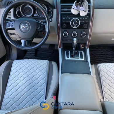 купить Накидки на сиденье с алькантары Lux ПАЙКА, Квадратный ромб светло-серый. Стандарт. Передний комплект 5