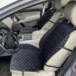 купить Накидка для сиденья из алькантары Lux Прошитый квадратный ромбик Черный с синей строчкой Премиум+ 1 передняя 1