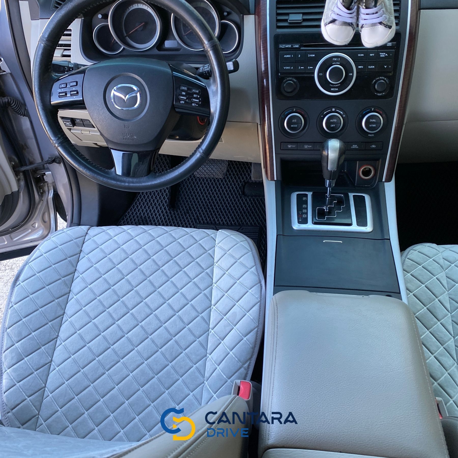 купити Накидки на сидіння з алькантари Lux ПАЙКА, Квадратний ромб світло-сірий. Преміум. Передній комплект 5