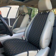 купити Накидки для авто з перфорованої екошкіри, Чорні із золотим рядком, Преміум, Повний комплект 1