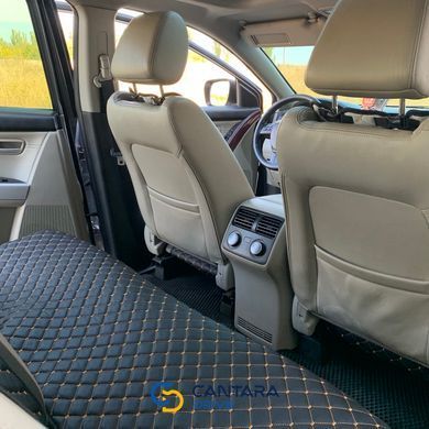 купить Накидки для авто из перфорированной экокожи, Черные с золотой строчкой, Премиум, Полный комплект 4