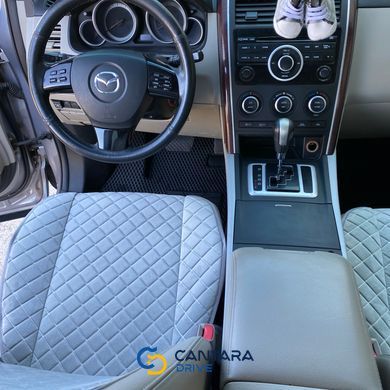 купити Накидки на сидіння з алькантари Lux ПАЙКА, Квадратний ромб світло-сірий. Преміум. Передній комплект 5