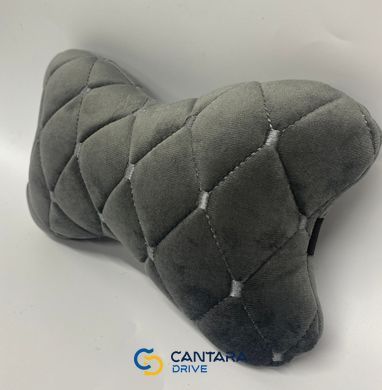 купити Подушка автомобільна для шиї з Алькантари Lux Діамонд прошитий темно-сірий ромб 3