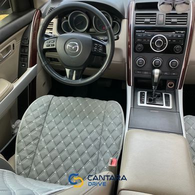 купити Накидки для авто з екошкіри, Сірі з подвійним сірим рядком, Преміум, Передній комплект 5