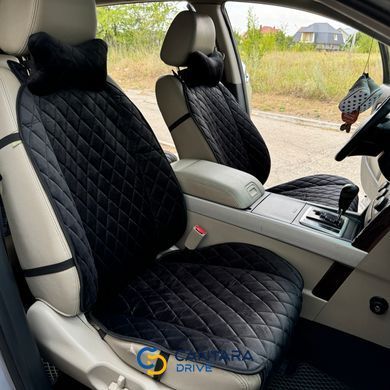 купить Накидки на сиденья авто из алькантары Lux Диамонд удлиненный черный ромб с черной строчкой Премиум+ Полный комплект 4