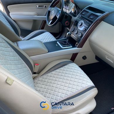 купити Накидки на сидіння з алькантари Lux ПАЙКА, Квадратний ромб світло-сірий. Стандарт. 1 передня 2