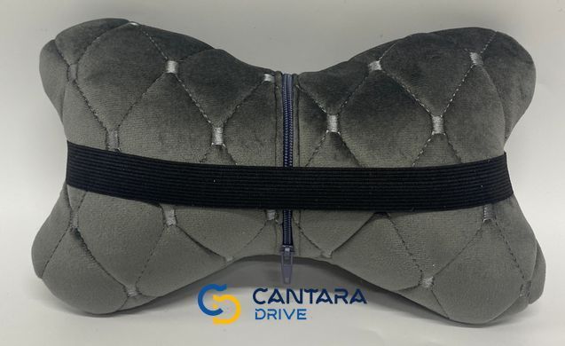 купити Подушка автомобільна для шиї з Алькантари Lux Діамонд прошитий темно-сірий ромб 2