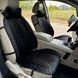 купить Накидки на сиденья авто из алькантары Lux Диамонд удлиненный черный ромб с черной строчкой Премиум+ Полный комплект 4
